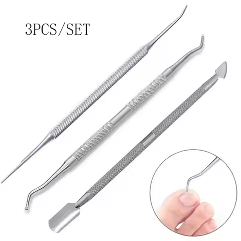 3pcs Hook Ingrown Double Ended Ingrown Toe Correction Lifter File Toe Nail Care Manicure Pedicure To