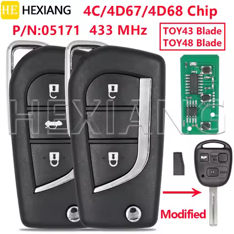 HE 4C/4D67/4D68 Chip Modified 50171 433MHz Car Remote Key For Toyota Land Previa FJ Cruiser Cruiser