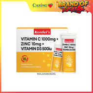 KORDELS  VIT C 1000MG+ZINC10MG+VIT D3 500IU EFFERVESCENT ORANGE 30S