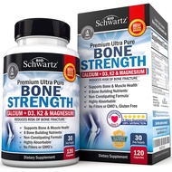 Bone Strength Supplement 120 Veggie Capsules Calcium + D3, K2 & Magnesium Highly Absorbable Vitamin 