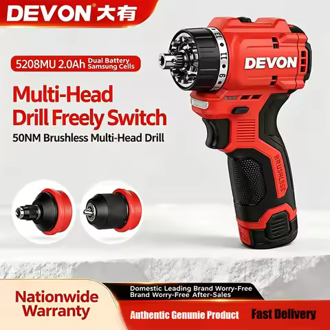Devon Pocket Multi-Purpose 12V Drill 5208MU with Interchangeable Bits—Multifunctional Household Lith