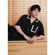 GXG Homme Black Silk Set (Shirt + Pants)