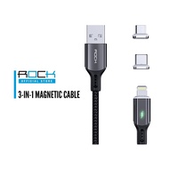 Rock 3in1 5A Magnetic Data Cable 2M Micro-USB + Type-C + Lightning RCB0789