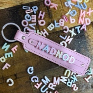 Label bag keychain custom name leather nama diy bag charm