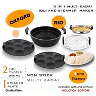 OXFORD RIO Non Stick Multi Kadai Idly 10/14/16 Idli Maker Multi Steamer Pot Non Stick Pan Cookware