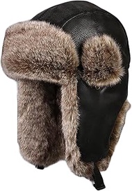 Trooper Trapper Hat Mens Womens Winter Windproof Skiing Hat Warm Aviator Bomber Hats with Ear Flaps(