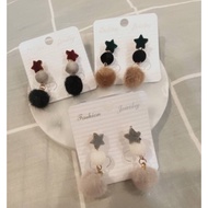 Suede Planet Fur Ball Earrings (925 Silver Needle)