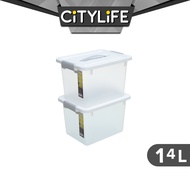 Citylife 14L Stackable Storage Container Box With Retractable Handle Plastic Container X-6262