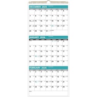 Kalendar Dinding 2026 - Kalendar 3 Bulan 2026 Vertikal, Jan 2026 - Dis 2026, Kalendar Dinding 3 Bula