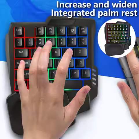 1pieces Rgb Gaming Keyboard Mini Usb Ultra-slim Wired 35-keys Onehandedly Backlight Keyboard For Win