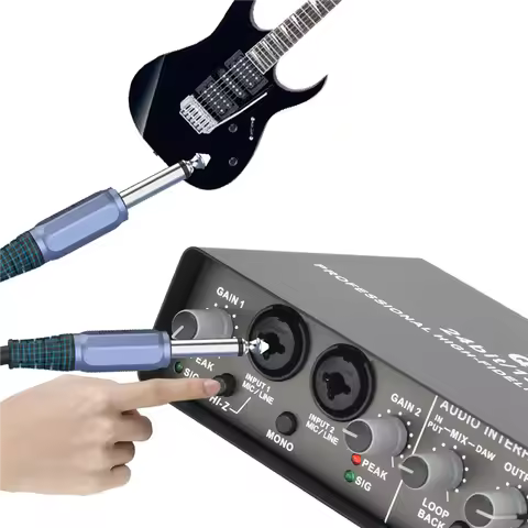 GET! Professional 24Bit 192KHz Audio Interface 2 Input Sound Card for Electric Guitar Loopback Exter