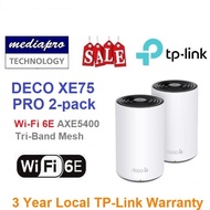 TP-Link Deco XE75 Pro 2-Pack AXE5400 Tri-Band Mesh Wi-Fi 6E System - 3 Year TP-Link Singapore Warranty