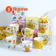 I know Cartoon Pokemon Pikachu Mug Water Cup Ceramic Multicolor With Box Spoon Male And Female Cups Home Milk Coffee Cup Gift Hot Sale