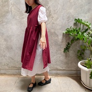 Linen Apron Dress by mnw.curated (Hijab Apron, Pinafore Apron, Korean Japanese Style Cooking Dress)