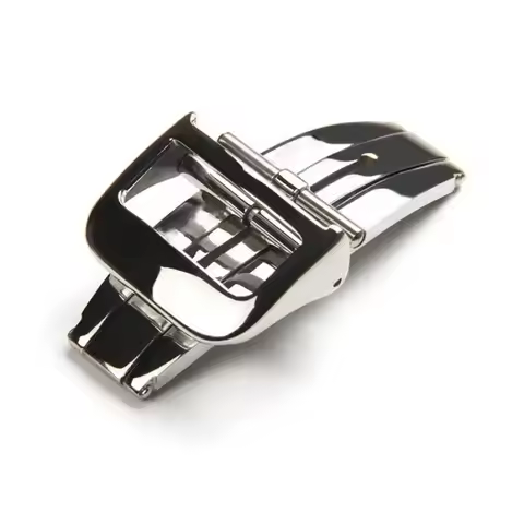16mm/18mm Silver Stainless Steel Folding Buckle - Screw Pin Deployment Clasp Fit for Jaeger-LeCoultr