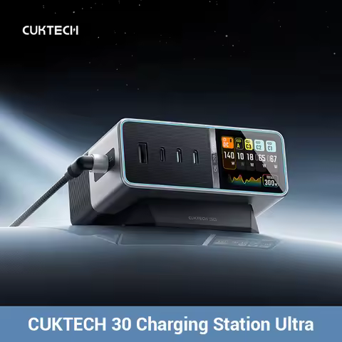 CUKTECH 30 Charging Station Ultra 300W GaN USB-C DC Charger 1.83" IPS Display For Xiaomi iPhone DIJ