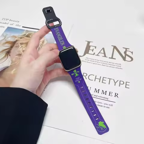 Anime New Century Evangelion Eva Apple Watch Band Evangelion-01 S9/8 Silicone General Sport Bracelet