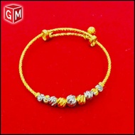 Cop 916 Emas Bangkok Emas Korea GM Mall 24k - Gelang Tangan Budak Mix Bulan Sabit (Kid Bracelet)