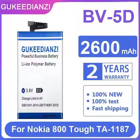 For Nokia 800 Tough TA-1187 Fast Charging 2600mAh High Compatibility BV-5D Mobile Phone Battery