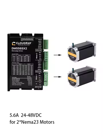 Cloudray Nema 23/24 Stepper Motor Driver DM556SX2 5.6A 24~48VDC for 2pcs Stepper Motor Controller CN