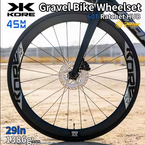 Kore 45mm Rim Gravel Bike 29 Inch Boost Standard Disc Brake WheelSet Depth, Ultra Light 1386g with P