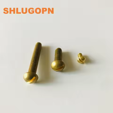 SLGP Hot M2M3M4M5M6 Hot Solid Pure Brass Copper Half Round Pan Head Slotted Drive Head Machine Screw