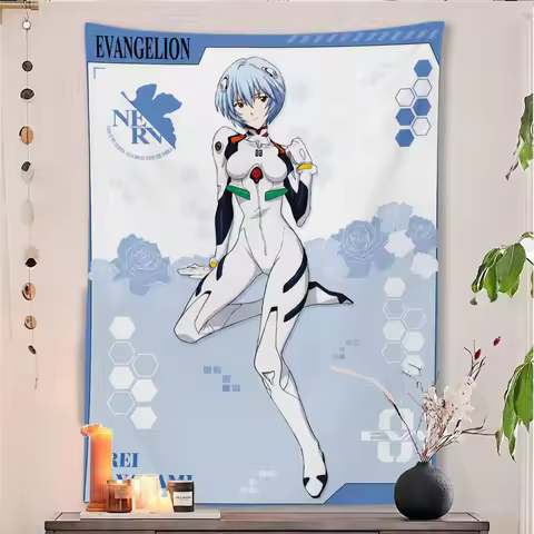 Evangelion Ayanami Rei Anime Tapestry NERV Plug‑Suit Print Wall Hanging Mecha Manga Otaku Dorm Bedro