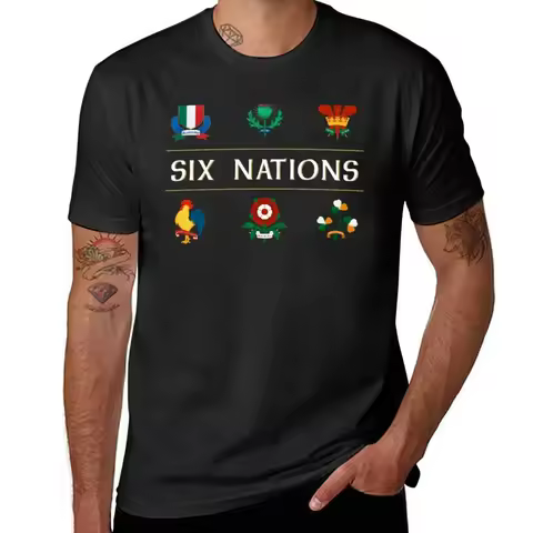 Six Nations Rugby T-Shirt oversized t shirt men 2024 heavyweight new arrival manga vintage style rou