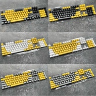 Papan kekunci mekanikal baharu dengan keycap PBT yang disesuaikan 104/87 kekunci warna kuning kelabu