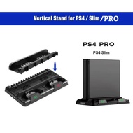 Ps4 Slim&Pro Cooling Vertical Stand+Charger Ds4+Games Box Display