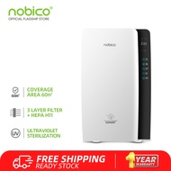 Nobico Air Purifier For Room(CADR 260m³/h) With UV, Max Effective Area 60 sqm, 6 Stage H13 HEPA filter, Anti Allergies with UV-C Germicidal Light Sterilizer, PM2.5 Sensor, Air Quality Realtime Monitoring, Anti-virus, 80 Million Negative Ion