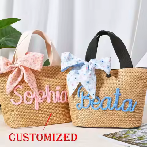 Personalized Straw Beach Bag,bridesmaids Proposal Bag,custom Crochet Straw Bag,bachelorette Party Be