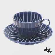 日本製 美濃燒小兵窯陶瓷咖啡杯盤- 藍
