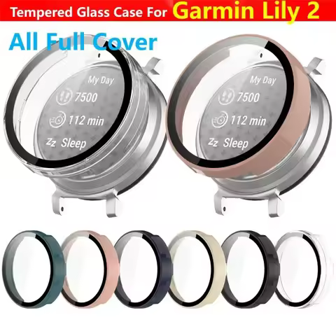 Tempered Glass Case For Garmin Lily 2 Smart Watch Strap Screen Protector Full Cover Protective Bumpe
