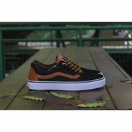 Sepatu Sneakers Vans OS Hitam List Coklat / Sepatu Vans OS black
