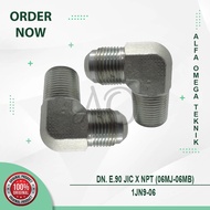 ELBOW ADAPTOR 90 HYDRAULIC HOSE NEPEL JIC 3/ 8" x NPT 3/ 8" 06MJ-06MB