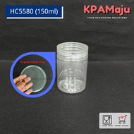Balang HC5580 (150ml) Crystal Clear Cap - Balang Plastik, Balang Kuih Raya, Bekas Cookies, Plastic Jar, Home Made Use