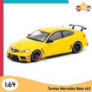Diecast Car Sedan Tarmac Mercedes Benz C63 AMG Coupe Yellow 64th Scale Lucky Star Collection Display