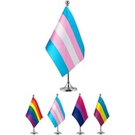 GentleGirl Progress Pride Rainbow Table Flag LGBT Stick Small Mini Rainbow Flag Office Table Flag wi