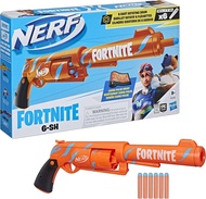 Nerf Fortnite 6-SH Dart Blaster - Camo Pulse Wrap, Hammer Action Priming, 6-Dart Rotating Drum, Incl