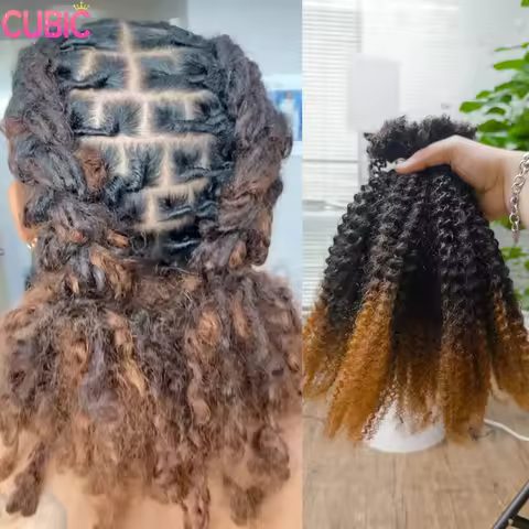 16" Curly Human Hair QVR Afro Kinky Bulk Hair T1B-30# 4C Kinky Twist Crochet Braiding Hair 100% Huma