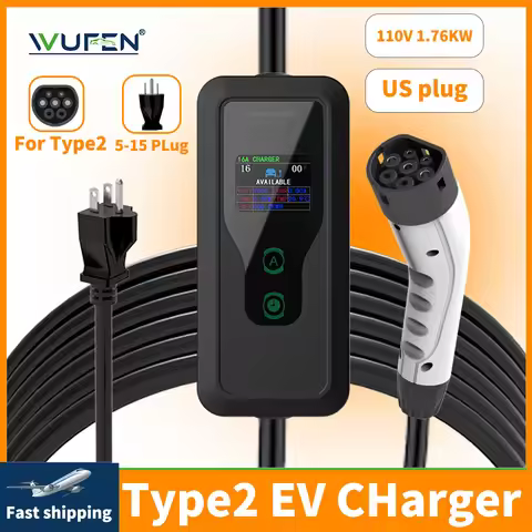 WUFEN For Mexico NAME 5-15 PLug EV Portable Charger 3.5m/5m Type2 Plug Connector 16A 1P 1.76KW Type2