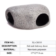 Aquarium Decoration Aquaspace Hiding Cave Stone Pleco House Chiclid Broom - 3 Holes - Hide Place - XL-CH535 - SKU 3.002,0003