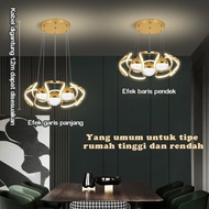 Lampu Gantung Minimalis Modern Lampu Gantung Ring Emas 3 Bola Lampu