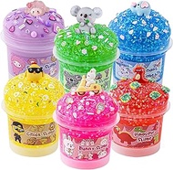 6 Pack Animal Slime Kit, 20 FL OZ Bingsu Slime for Kids, Good Stretchy & Non-Sticky Crunchy Slime Pa