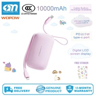 WOPOW SQ80 3C certified (CCC) Slim 10000MAH 22.5W+PD20W power bank with built in cable
