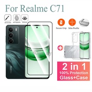 2-IN-1 Tempered Glass Film + Case for Realme C71 C67 C75 C75X C73 C65 C63 C61 C55 C53 C51 C53S 5G 4G