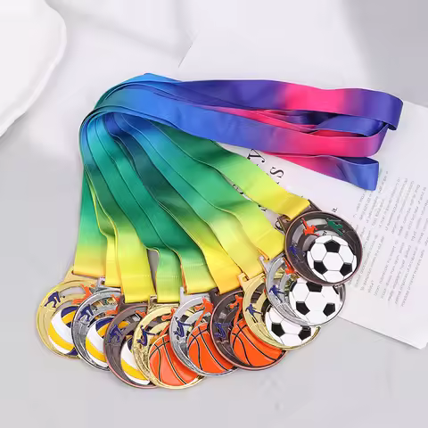 Winner Medal Kickball Medals Award With Neck Ribbon For Winner Reward Sports Metals Football Basketb