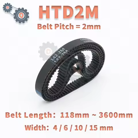 HTD2M Belt Length 118mm to 3600mm HTD2M Timing Belt Width 4mm 6mm 10mm 15mm Belt 2M Rubber Belt 2GT 