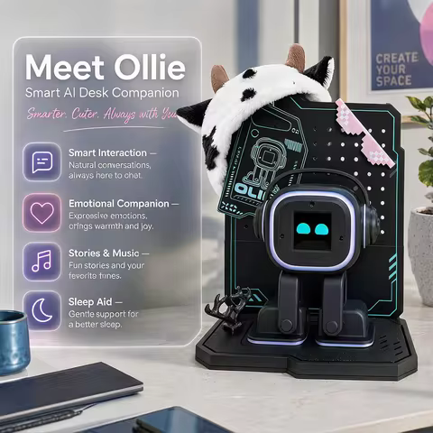 Oliie 2 Smart AI Robot | Voice Chat, Camera Recognition, Emotional Companion, Magnetic Charging, Mus